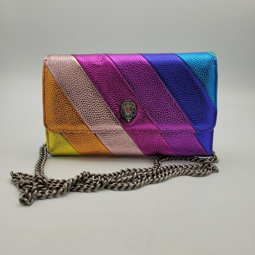 Kurt Geiger London Rainbow Metallic Kensington Wallet on Chain